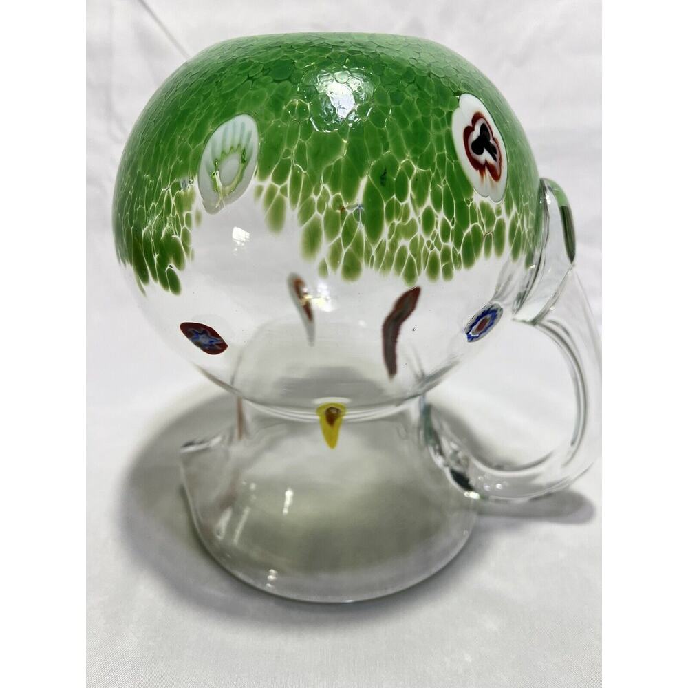 Vintage Murano Millefiori Hand Blown Art Glass Water Pitcher Green Clear 8" - Picture 7 of 8